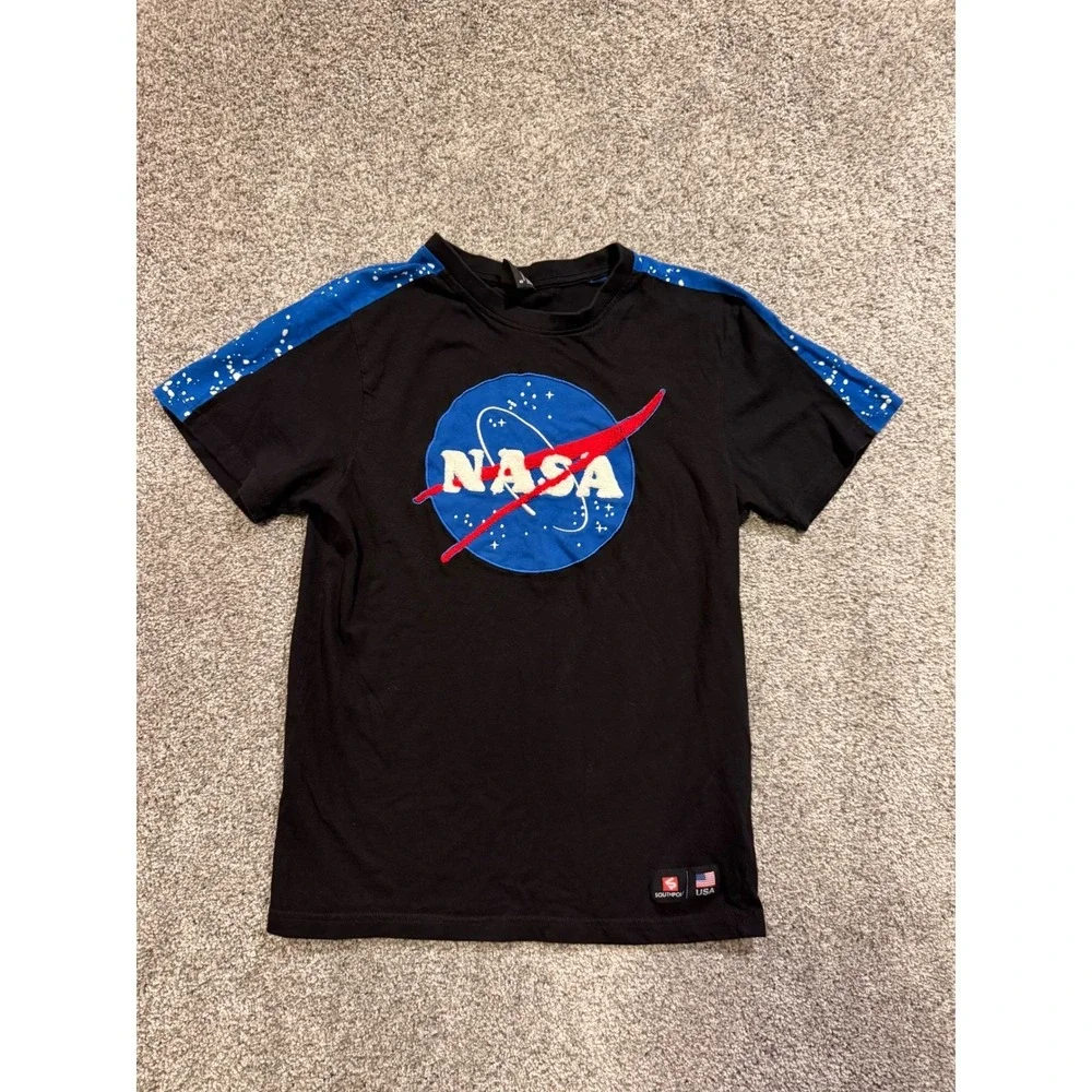 Southpole‎ NASA Logo Graphic T Shirt Mens Small Black Blue Space